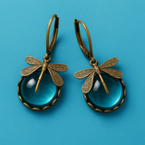 Spherical Dragonfly Earrings in Antique Gold