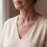 Elegant Silver Necklace with Moon and Stars