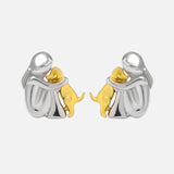 Silver and Gold Two-Tone Hug Earrings