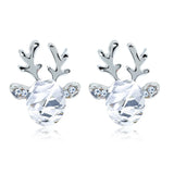 Festive Reindeer Crystal Stud Earrings