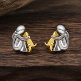 Silver and Gold Two-Tone Hug Earrings
