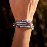 Amethyst Memory-Wrap Bracelet with Clover Charm