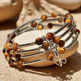 Amethyst Memory-Wrap Bracelet with Clover Charm
