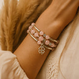 Amethyst Memory-Wrap Bracelet with Clover Charm
