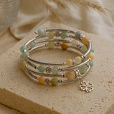 Amethyst Memory-Wrap Bracelet with Clover Charm