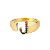 Gold Personalised Letter Ring (Adjustable)