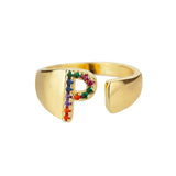 Gold Personalised Letter Ring (Adjustable)