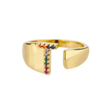 Gold Personalised Letter Ring (Adjustable)