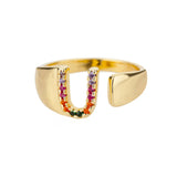Gold Personalised Letter Ring (Adjustable)