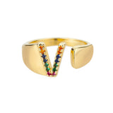 Gold Personalised Letter Ring (Adjustable)