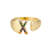 Gold Personalised Letter Ring (Adjustable)