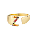 Gold Personalised Letter Ring (Adjustable)