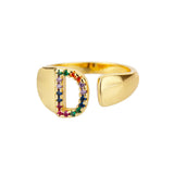 Gold Personalised Letter Ring (Adjustable)