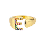 Gold Personalised Letter Ring (Adjustable)
