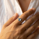 Aquamarine Heart-Detail Statement Ring