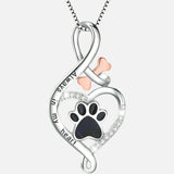 Lucky Paw Necklace with Heart, Bone & Infinity – “Always in My Heart” Pendant