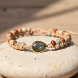 Braided Jasper & Labradorite Cord Bracelet