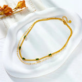Double Gold Vintage Emerald Necklace