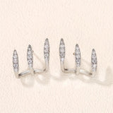 Elegant Rhinestone Three Claw Earrings