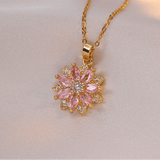 GEMSTONE FLOWER CHARM NECKLACE