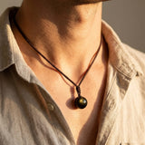 Golden Obsidian Sphere Pendant Necklace