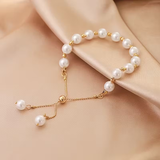 White Pearl Adjustable Gold Bracelet