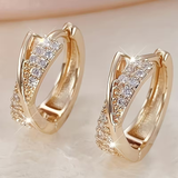Gold Cross Zirconia Hoop Earrings