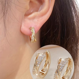 Gold Cross Zirconia Hoop Earrings