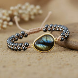 Labradorite & Hematite Beaded Bracelet