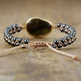 Labradorite & Hematite Beaded Bracelet