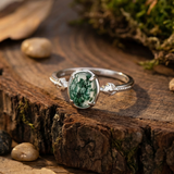 Moss Agate Round Stone Ring