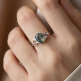 Moss Agate Rounded Crystal Ring