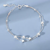 Star & Bead Silver Bracelet