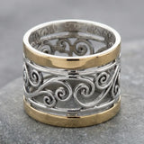 Retro Hollowed Out Two Tone Ring