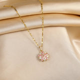 Romantic Sakura Rose Necklace in Stainless Steel