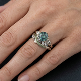Rounded Green Zirconia Eye Nature Silver Ring