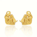 Silver and Gold Two-Tone Hug Earrings