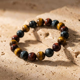 Tri-Color Tiger's Eye Beaded Bracelet