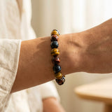 Tri-Color Tiger's Eye Beaded Bracelet