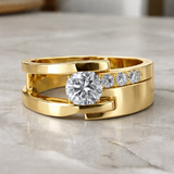 Vintage Golden Irregular Zirconia Ring