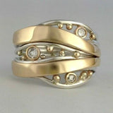 Wavy Gold Zirconia Ring in Vintage Style