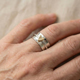 Mely - Golden Heart Silver Ring