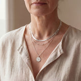 Layered Silver Choker and Pendant Necklace Set