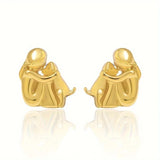Silver and Gold Two-Tone Hug Earrings