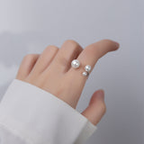 Adjustable Triple Freshwater Pearl Ring S925 Silver