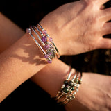 Amethyst Memory-Wrap Bracelet with Clover Charm