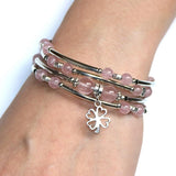 Amethyst Memory-Wrap Bracelet with Clover Charm