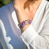 Amethyst Memory-Wrap Bracelet with Clover Charm