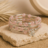 Amethyst Memory-Wrap Bracelet with Clover Charm