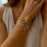 Amethyst Memory-Wrap Bracelet with Clover Charm